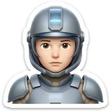 futuristic armored soldier portrait, head and shoulders only, helmet visor, sci-fi armor details, 3D cartoon, mobile game icon style, clean background, no text, no watermark

 sticker