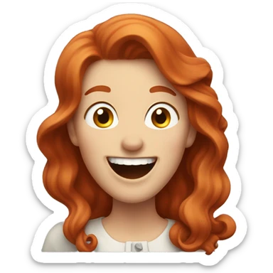 Pale, Long Wavy haired red head woman laughing and pointing sticker