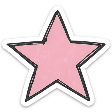 hand drawn outlined icon of a pink star, no fill, transparent background, thick lines sticker