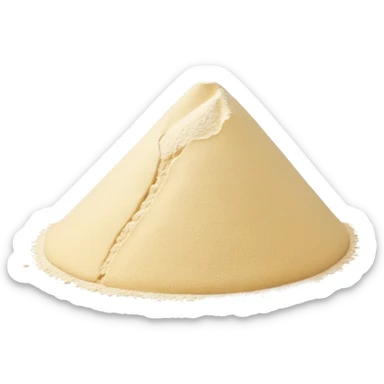 realistic small mound or scatter of wheat flour, fine pale white, uneven edges, dry powdery look, subtle texture, no bowl, packaging, or faces, clean 3D, soft lighting, transparent background, emoji scale sticker