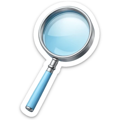 3D render of Magnifying Glass, forensic investigation aesthetic, sterile clinical lighting, cool blue undertones, sharp high-contrast details, professional clean look. sticker