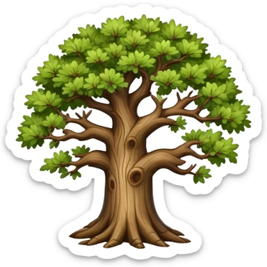 realistic oak tree with detailed bark and branches sticker