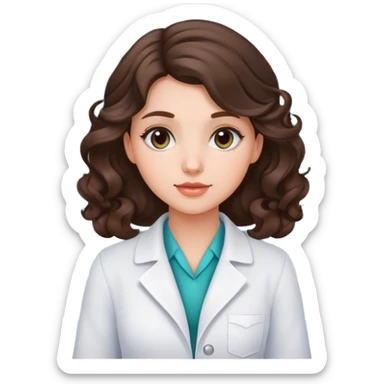 Pretty Young girl with brunette curled hair working in pharmacy  sticker