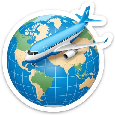 emoji de viaje, algo como un avion dandole la vuelta al mundo o dirigiendose a un destino en un mapa sticker
