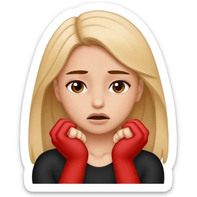 Girl pretending to choking herself out sticker