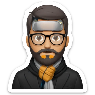 gray scarf male  beard hair with suit glasses sticker