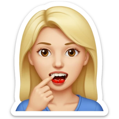 Una mujer mordiendose el dedo, sin la lengua para afuera y que el dedo este más omenos adentrod de la boca sticker