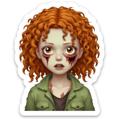 Ginger curly hair zombie girl with Brown eyes  sticker