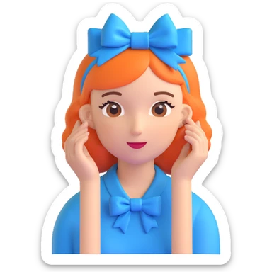 woman wearing a blue bow on her head sticker