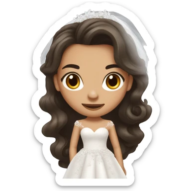 beautiful brunette girl with blowout hair in big beautiful wedding dress sticker