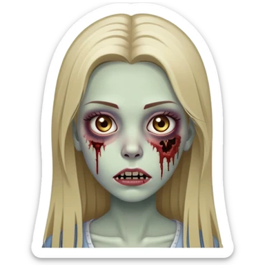 zombie girl with long straight dark blonde hair and beautiful eyelashes sticker