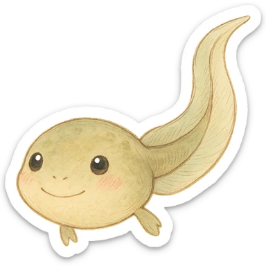 tadpole, soft colors, gentle sticker