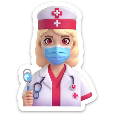 zombie nurse female with nurse hat and medical mask sticker