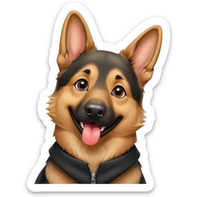 A cute German Shepherd smiling with its tongue out. sticker
