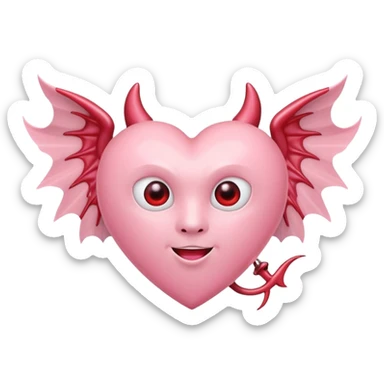 pastel pink heart with devil wings sticker