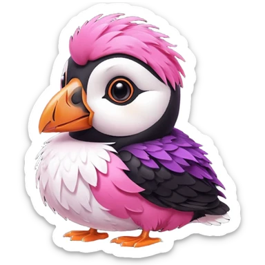 pink puffin that is pink-coloured sticker