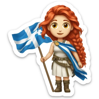 a red hair female on everest and greek flag sticker