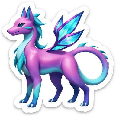 Shiny Irideacent Nebula Suicune-Aurorus-Salandit-Glaceon-Meganium-fusion (full body) sticker