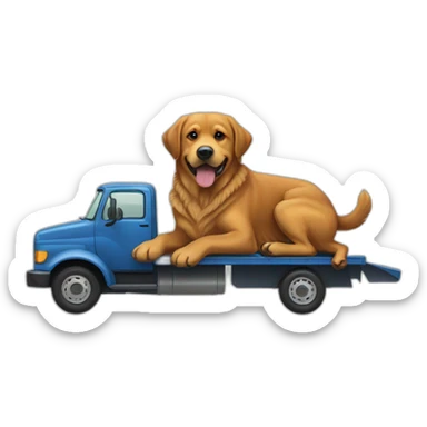 A rottweiller and A Golden retriever hugging a rottweiller on a moving truck sticker