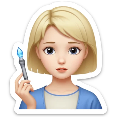 Garota cantarolando, com cabelo curto igual a personagem de crepúsculo "Alice" sticker