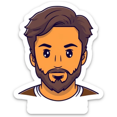 man face with beard, medium skin tone, and dark wavy hair sticker