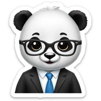 panda with glasses dressed in a suite sticker
