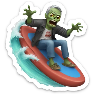 zombie riding a wave sticker