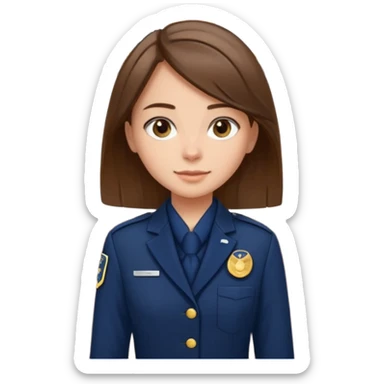 Reception Young girl, straight hair, wearing uniform jacket with hotel name badge, tasteful scarf, stand behind the desk

 sticker