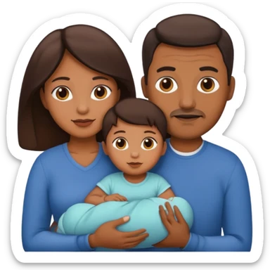 Family mom dad and baby brown skinned  sticker