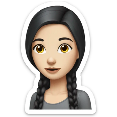 Girl with fair skin, long black hair, famous, standing , gray eyes ,beautiful girl, very hot girl, russian sticker