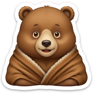 Bear cozy in blanket sticker