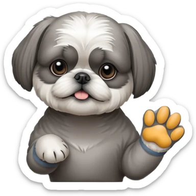 cute all grey shih tzuh behind window blinds pulling them open with one paw and PEEKING through the slit between the blinds sticker