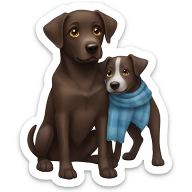 Chocolate Lab with Blue Heeler hugging each other  sticker