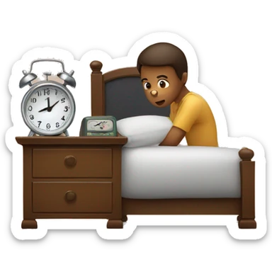 a bine with an alarm clock in both hands sticker