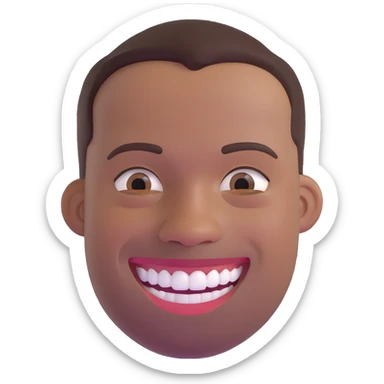 smiling black man with big teeth, standard male haircut, oval face, Rio de Janeiro theme, no glasses, carioca sticker