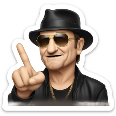 Bono doing v sign sticker