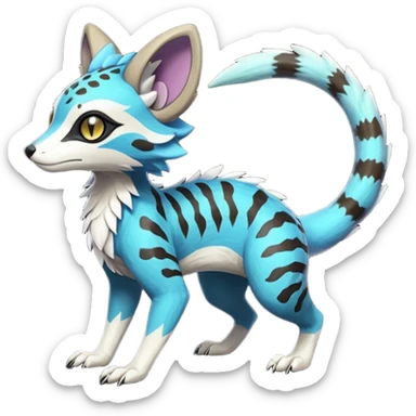 Rare realistic exotic cute epic pretty beautiful handsome gorgeous aesthetic colorful vibrant Vernid-Protogen-Primagen-Wickerbeast-Genet-Sergal-Trico-species-Fakemon-hybrid-creature by LiLaiRa, beautiful intricate markings, full body sticker