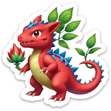 Shiny Aural Bulbasaur-Charmeleon-Inteleon-Sceptile-Greninja-Fakémon-fusion (full body) sticker