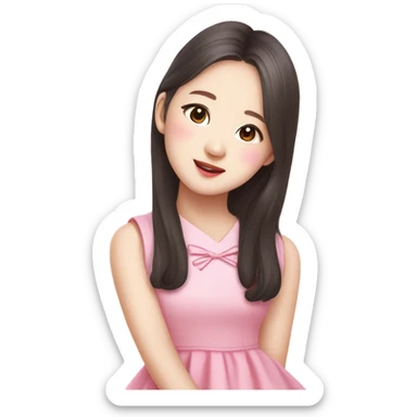 Jang wonyoung asian kpop cute girl wearing pink dress sticker