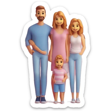 family with  kids of two boys one girl sticker