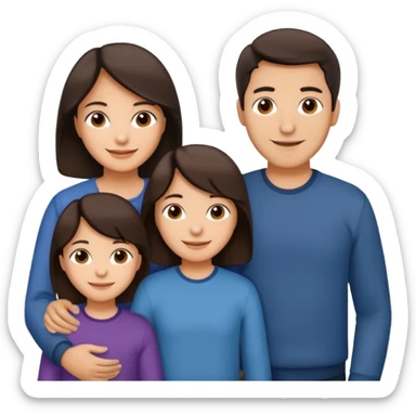 Hispanic family of five: mom, dad, older son, younger son, youngest daughter, all with medium skin and dark brown hair sticker