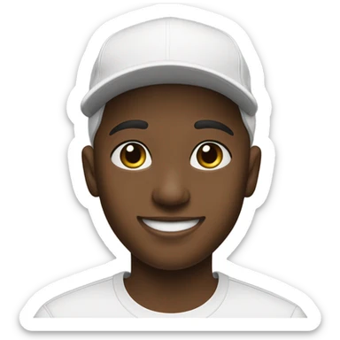 smiling boy in white shirt wearing a Gucci cap and tshirt  sticker