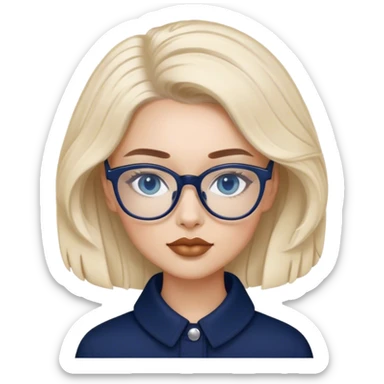 Hyper Realistic beautiful dior model with dark blue eyes glasses and stylish hair  sticker