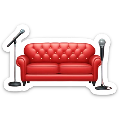 Sparkly red sofa with mic and mic stand in front of sofa sticker