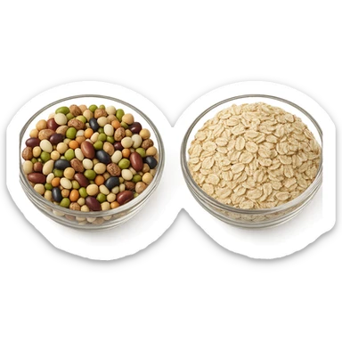 BOWL DI LEGUMI INSIEME A BOWL DI FIOCCHI DI AVENA POGGIATE,  iperrealistico 4k sticker