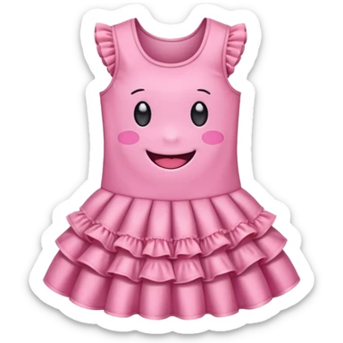 cute kawaii dress with happy smiling face and sparkles emoji style sticker