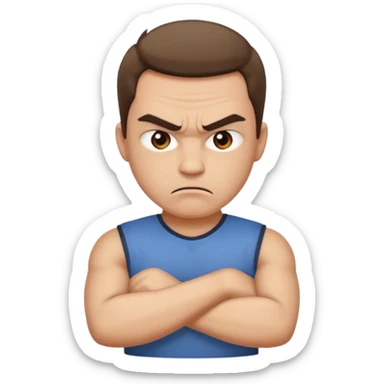 angry face with furrowed brows crossing arms sticker