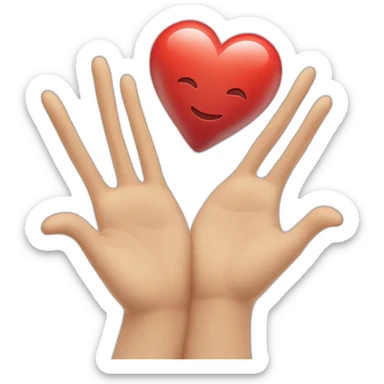 smiley face with two hands creating a heart on the head sticker