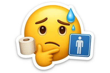 emoji stile iphone che riguarda l'argomento "stipsi/andrò al bagno oggi?", iperrealistico 4k sticker