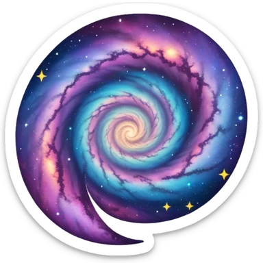 cosmic spiral galaxy with stars and nebula sticker